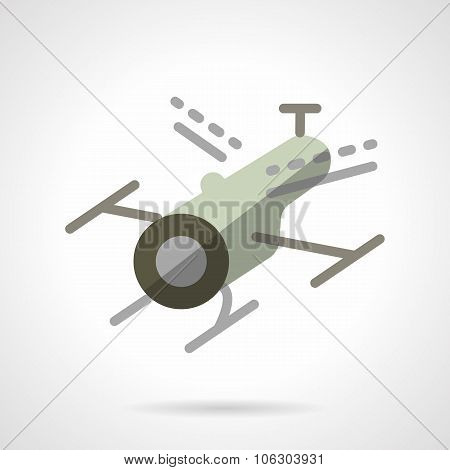Surveillance drone flat vector icon