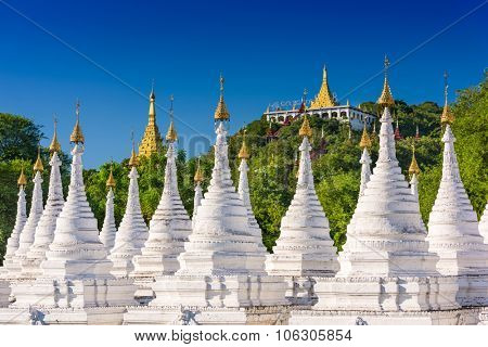 Sandamuni Pagoda Temple stupas in Mandalay, Myanmar.