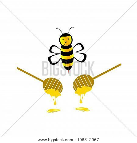 Bee With Honey Yellow Vector