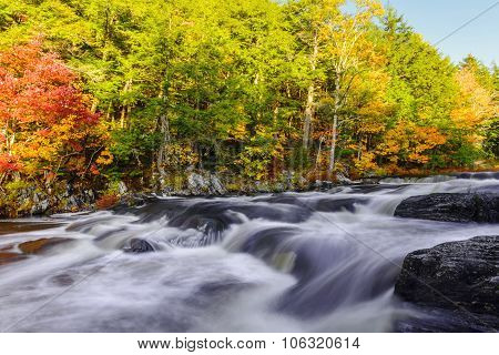 Mill Falls Along The Mersey River In Fall (kejimkujik National Park, Nova Scotia, Canada)