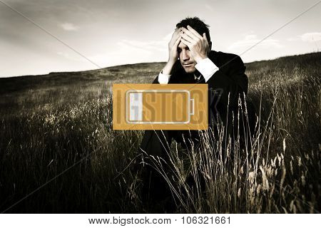 Depressed Businessman Powerless Weakness Concept