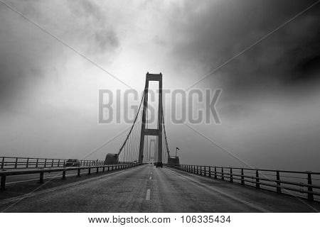 Bridge Between Fyn And Seeland In Denmark. Great Belt Bridge