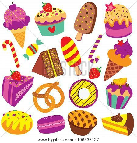 colorful desserts clip art set