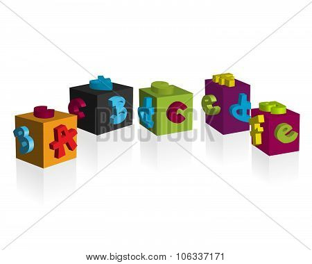 3D Fun and Cute cube font - abcde