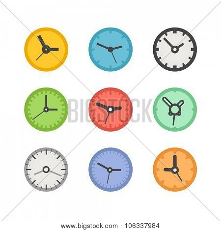 Different color clocks collection 