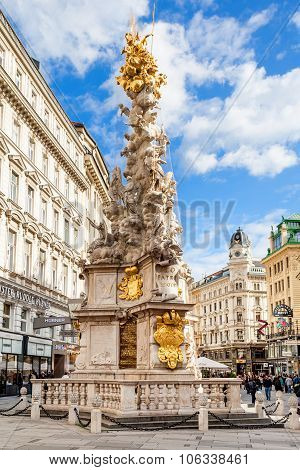 Memorial Plague Column On Graben Street Vienna