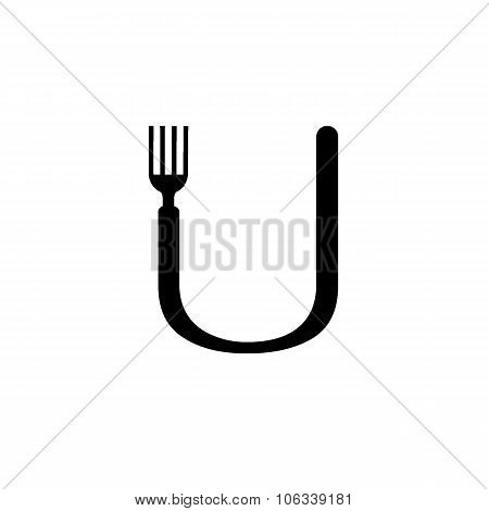 U Letter With Fork Logo Design