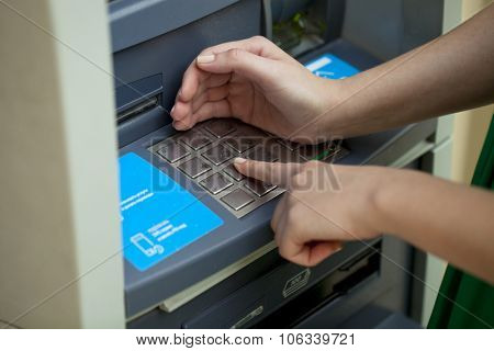 Female arms, ATM - entering pin  