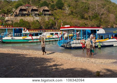 Men Transports Cargo From Ship