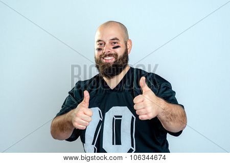 American Football Player With Thumbs Up