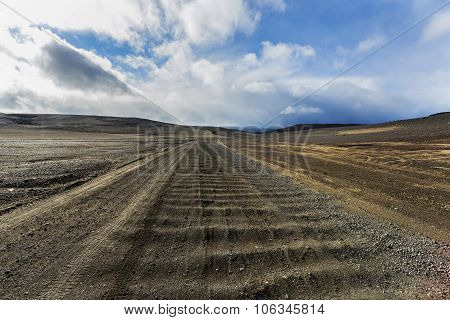 Dirt Road On The Askja, Wrinkling Path With Bumps