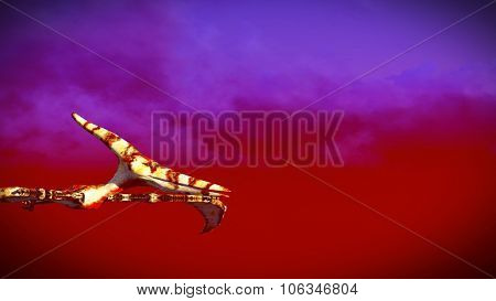 Huge pterodactyl flying over land