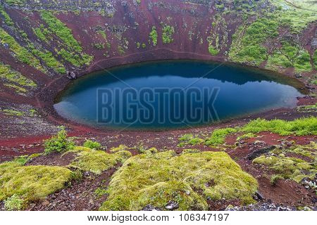 Kerid Is A Beautiful Crater Lake Of A Turquoise Color Located On The South-west Of Iceland.