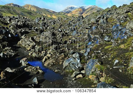 Landmannalaugar Colorful Mountains Landscape, Lava Field, Iceland