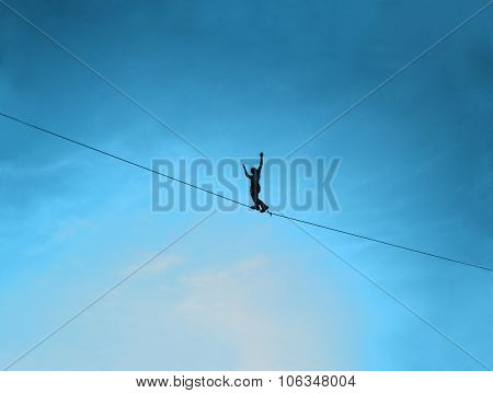 Men Balancing On Slackline