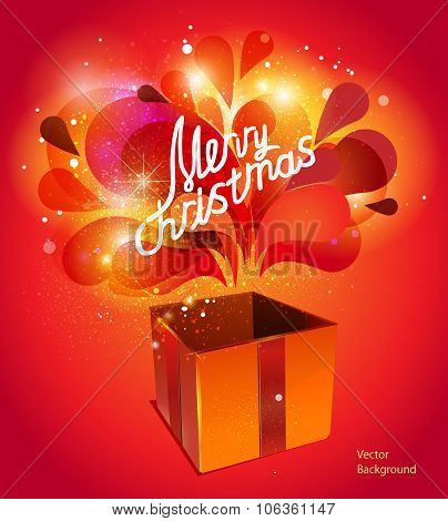 Vector christmas card with red explosion