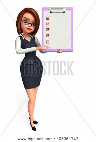 Young Office Girl With Notepad