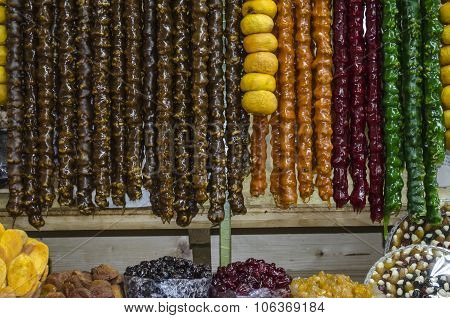 Dried fruits and fruit sausages