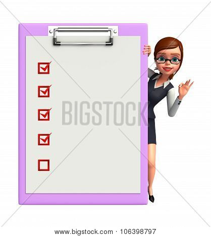 Young Office Girl With Notepad