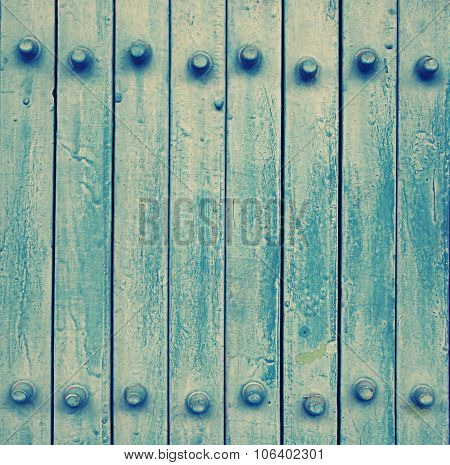 Blue Metal Door (vintage Effect Style And Noise Added)