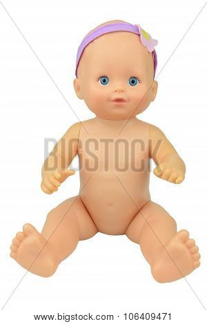 Naked Baby Doll Sitting Pose, Isolate Background