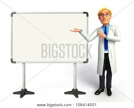 Young Doctor With Display Board