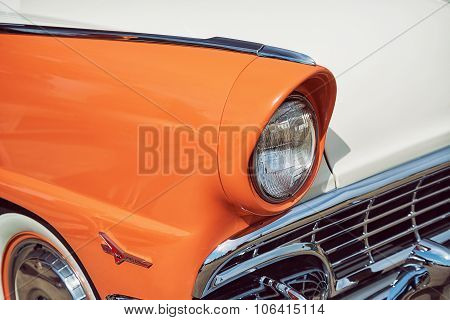 Mandarin Orange And White 1956 Ford Victoria Classic Car