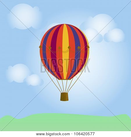 bright. colorful hot air balloon in the blue sky with clouds