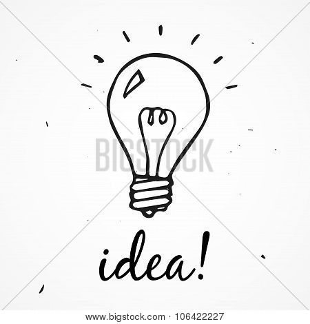 Vector Light Bulb. Idea Hand Drawn