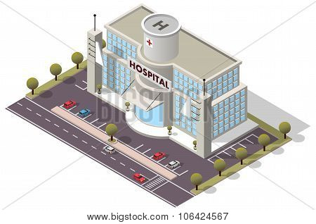 Vector Isometric Hospital Building