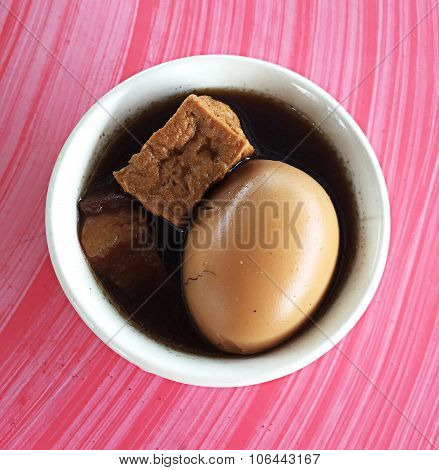 Thai Or Asian Food Style Pork Tofu And Casserole Eggs, Khai Phalo