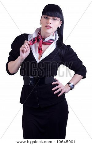 Joven empresaria en blanco