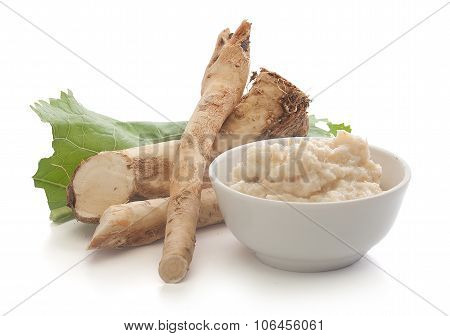 Horseradish's Root And Grated Horseradish