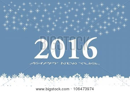 New Year 2016 Vector Card In Blue