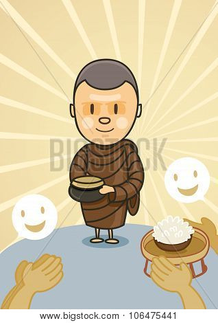 Monk With Bowl Food