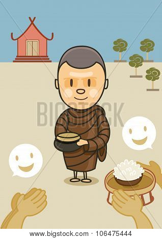Monk With Bowl Food