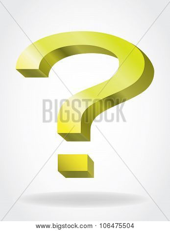 golden question mark isolated white background