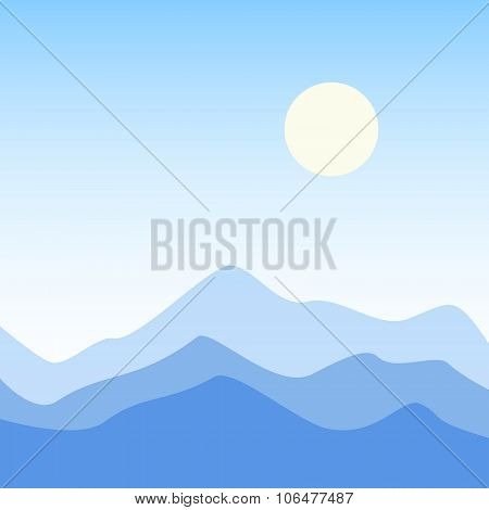 Colorful Flat Mountain Chain Silhouette