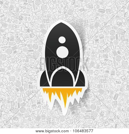 business paper sticker with hand drawn elements