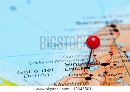 Lorica pinned on a map of America