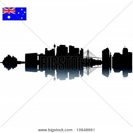 Dettagliate Black vector silhouette skyline di Sydney