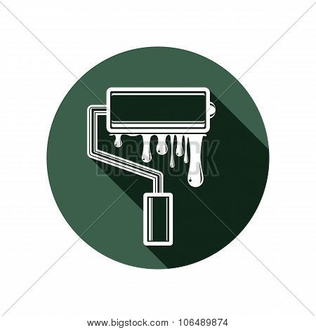 Graphic Vector Illustration Of Paint Roller With Smears, Renovation Tool For Wall Painting. Repair I