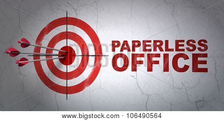 Business concept: target and Paperless Office on wall background