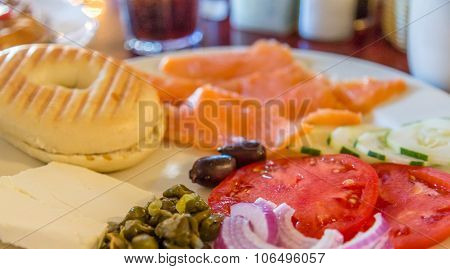 Lox And Bagel Plate With Fresh Tomatoes
