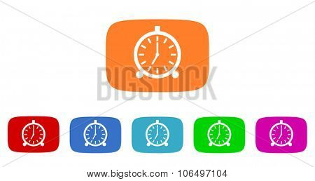 alarm flat design modern vector circle icons colorful set for web and mobile app isolated on white background
