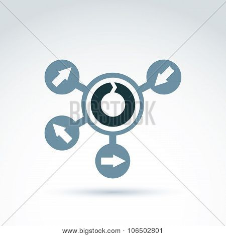 Loop Icon, Reload Gray Symbol Placed On A Circle. Multidirectional Connected Arrows, Link Business S