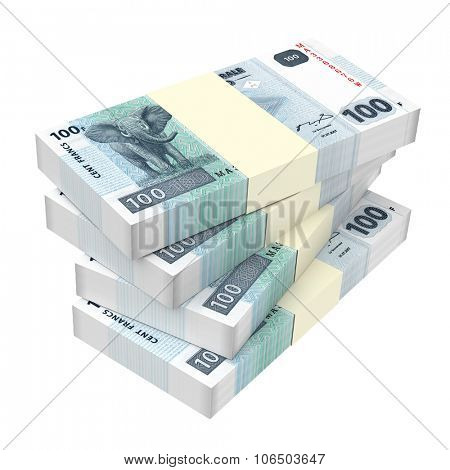 Congolese francs isolated on white background. Computer generated 3D photo rendering.