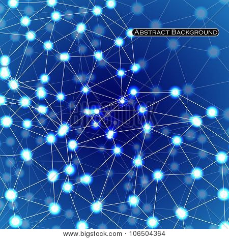 Abstract polygonal sphere with glow. Futuristic style card. Vector illustration. Eps 10