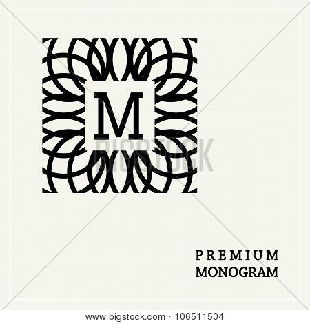 Stylish  graceful monogram , Elegant line art logo design in Art Nouveau style