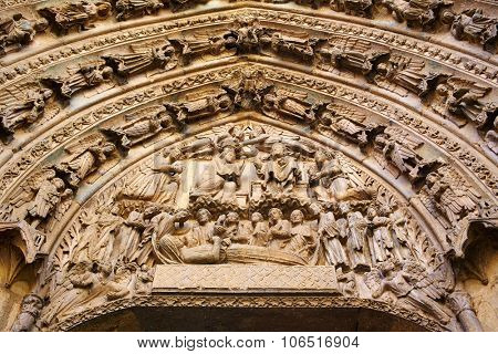 Cathedral of Leon door gothic arch in Castilla at Spain